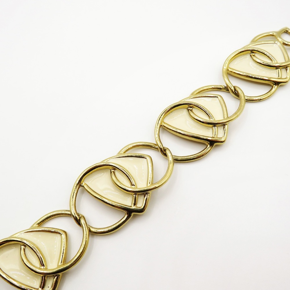 Kunio Matsumoto Trifari TM vintage gold tone enamel chunky necklace & bracelet - Picture 13 of 16